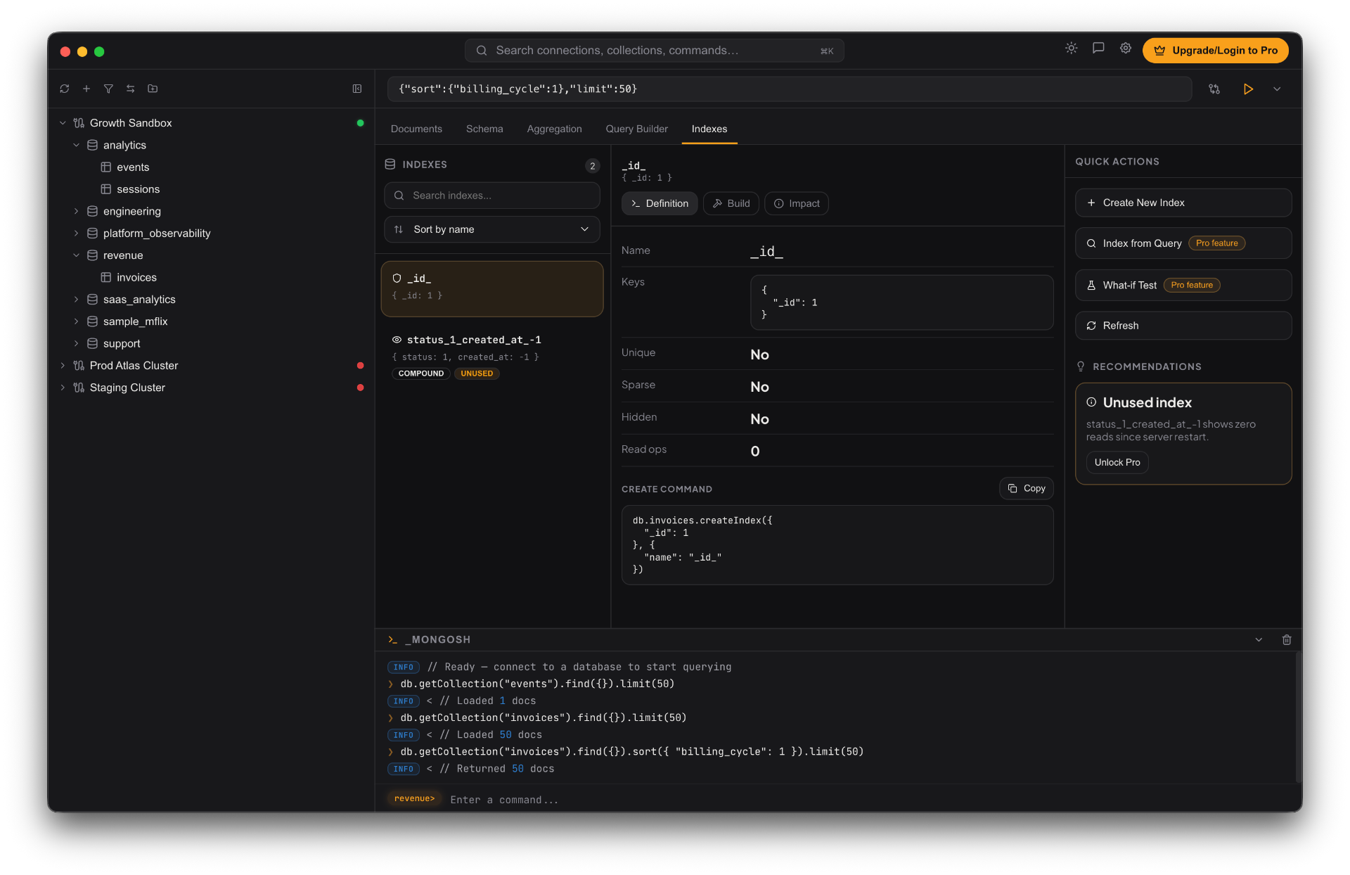 Spanna index manager panel